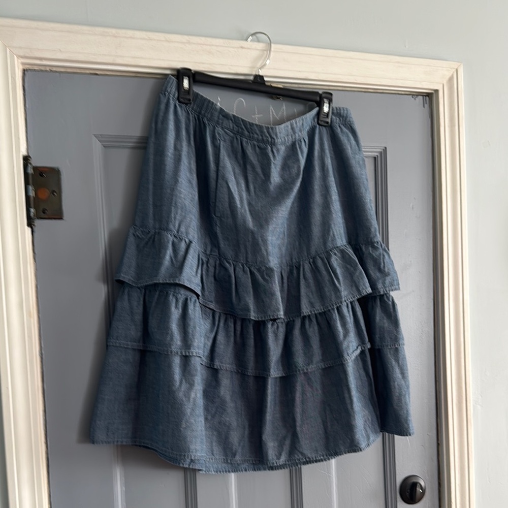 J. Crew Blue Midi Bubble Skirt for Work